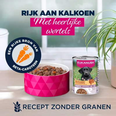 Eukanuba Puppy Rijk aan Kalkoen met Wortelen