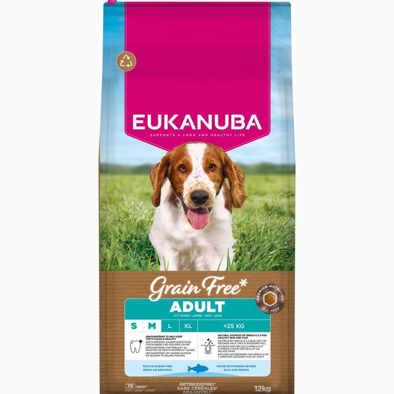 Eukanuba Grain Free Adult Small & Medium tengeri hal