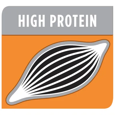 High protein feature highlighted with a muscle illustration.