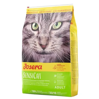 Josera SensiCat Trockenfutter für Katzen, leicht verdaulich, Made in Germany, geeignet für empfindliche Verdauung. Adult, 89% tierisches Protein, pH-Wert 6.0-6.5.
