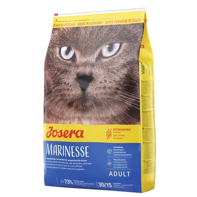 Josera Marinesse, bezobilné suché krmivo pro náročné kočky. Hypoalergenní, pH 6,0–6,5, 73 % živočišných bílkovin. Made in Germany, Super Premium Petfood.