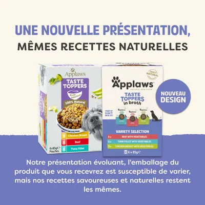 Lot mixte Applaws Taste Toppers 6 x 85 g pour chien Lot mixte Applaws Taste Toppers 6 x 85 g pour chien
