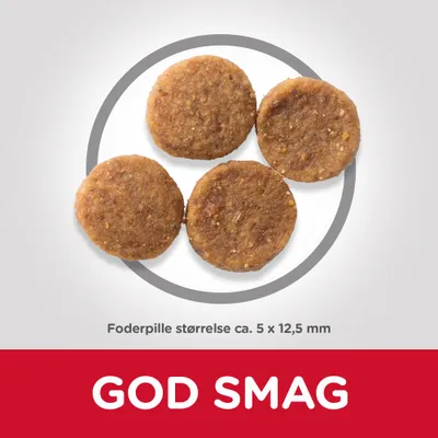 Fire foderpiller, tekst: Foderpille størrelse ca. 5 x 12,5 mm, GOD SMAG