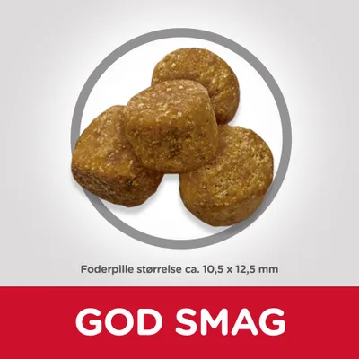 Foderpille størrelse ca. 10,5 × 12,5 mm. GOD SMAG
