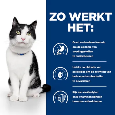 ZO WERKT HET: Goed verteerbare formule om de opname van voedingsstoffen te ondersteunen. Unieke combinatie van prebiotica voor darmbacteriën. Rijk aan elektrolyten en B-vitaminen.