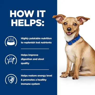 HOW IT HELPS: Highly palatable nutrition to replenish lost nutrients. Helps improve digestion and stool quality. Helps restore energy level & promotes a healthy immune system.