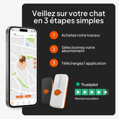 Weenect Traceur pour chats : Démarrez en 3 étapes – 1. Achetez le traceur, 2. Choisissez un abonnement, 3. Téléchargez l’application. Note Trustpilot : excellent. Weenect Traceur pour chats : Démarrez en 3 étapes – 1. Achetez le traceur, 2. Choisissez un abonnement, 3. Téléchargez l’application. Note Trustpilot : excellent.