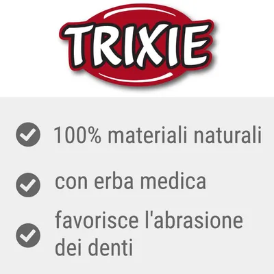 TRIXIE. 100% materiali naturali, con erba medica, favorisce l'abrasione dei denti.