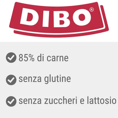DIBO, 85% di carne, senza glutine, senza zuccheri e lattosio