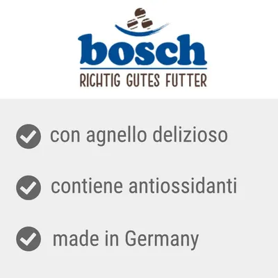 bosch RICHTIG GUTES FUTTER, con agnello delizioso, contiene antiossidanti, made in Germany