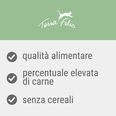 Terra Felis: qualità alimentare, percentuale elevata di carne, senza cereali