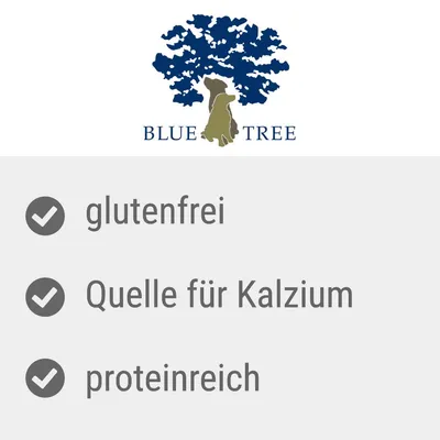 Blue Tree. glutenfrei, Quelle für Kalzium, proteinreich.