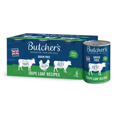 Butcher's Grain Free Tripe Loaf Recipes 6 x 400g - Mixed Pack Butcher's Grain Free Tripe Loaf Recipes 6 x 400g - Mixed Pack