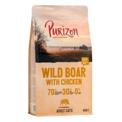 Purizon Wild Boar with Chicken, 70% Wildschwein und Huhn, 30% Obst und Gemüse, 0% Getreide, für erwachsene Katzen, 400g Packung.