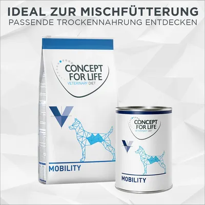 Concept for Life Veterinary Diet Mobility. Ideal zur Mischfütterung, passende Trocken- und Nassnahrung entdecken.
