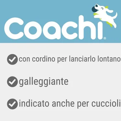 Coachi, con cordino per lanciarlo lontano, galleggiante, indicato anche per cuccioli