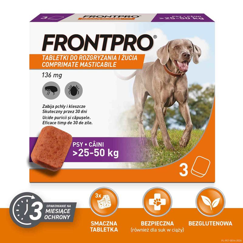 FRONTPRO® tabletki na pchły i kleszcze dla psów