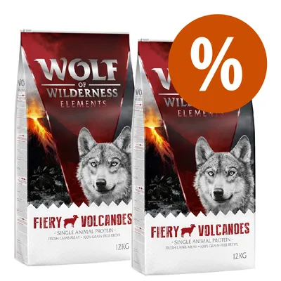 Multipack risparmio! 2 x 12 kg Wolf of Wilderness Elements Crocchette monoproteiche per cani