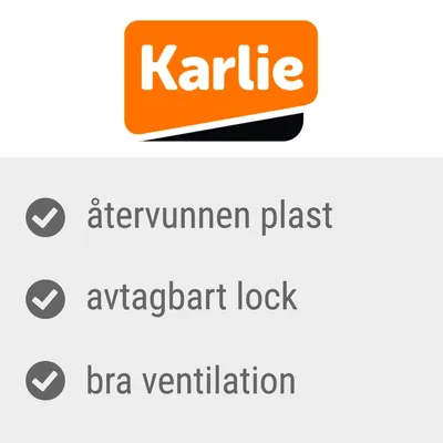 Karlie. Återvunnen plast, avtagbart lock, bra ventilation.