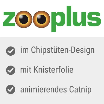 zooplus, im Chipstüten-Design, mit Knisterfolie, animierendes Catnip (texte en allemand)