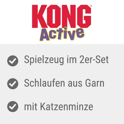 KONG Active. Giocattolo set da 2 pezzi, anelli in filato, con erba gatta.
