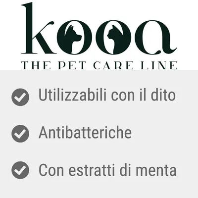 kooa THE PET CARE LINE. Utilizzabili con il dito, antibatteriche, con estratti di menta.
