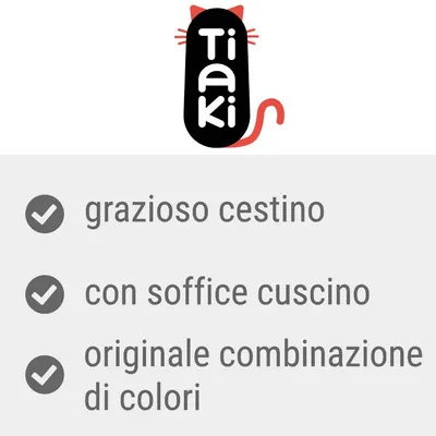 Tiaki. grazioso cestino, con soffice cuscino, originale combinazione di colori