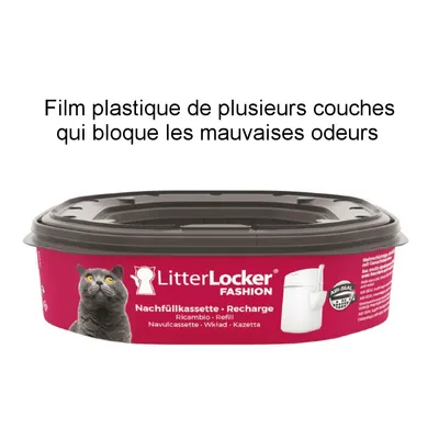 LitterLocker FASHION Nachfüllkassette Recharge, film plastique multicouche, texte : Film plastique de plusieurs couches qui bloque les mauvaises odeurs.