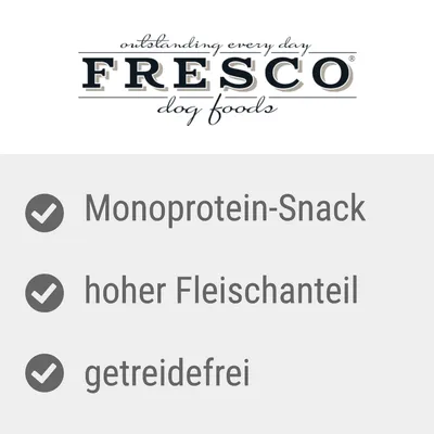 FRESCO dog foods. монопротеиновый снек, высокий процент мяса, без зерна.