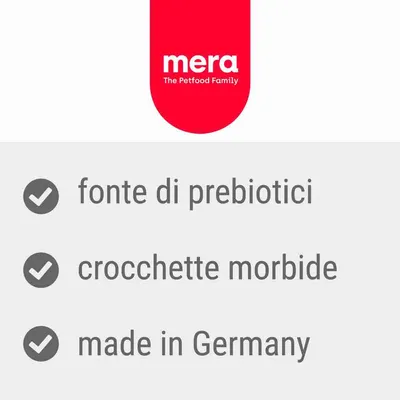 mera The Petfood Family. fonte di prebiotici, crocchette morbide, made in Germany.