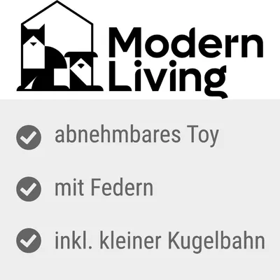 Modern Living. Odstranljiva igrača s perjem, vključno z majhnim krožnim tunelom.