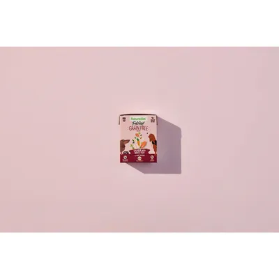 Naturediet Feel Good Grain Free Salmon with White Fish product box, showing grain free and salmon with white fish features.