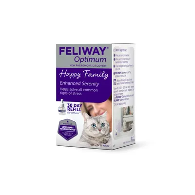 Feliway Optimum 30 day refill for diffuser, enhanced serenity, helps solve all common signs of stress, veterinary recommended and clinically proven, 48ml pack