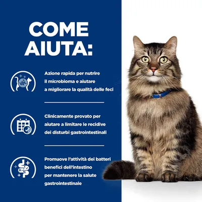 COME AIUTA: Azione rapida per nutrire il microbioma e migliorare la qualità delle feci. Clinicamente provato per limitare le recidive dei disturbi gastrointestinali. Promuove batteri benefici.