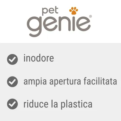 pet genie: inodore, ampia apertura facilitata, riduce la plastica