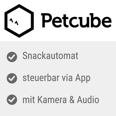 Petcube. Snackautomat, steuerbar via App, mit Kamera & Audio.