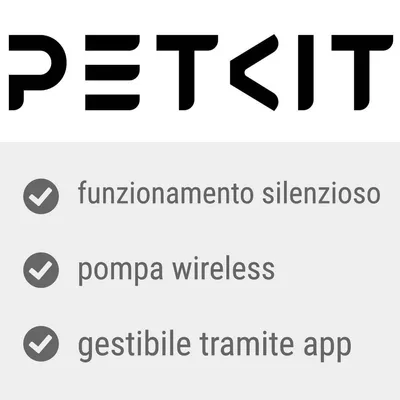 PETKIT, funzionamento silenzioso, pompa wireless, gestibile tramite app