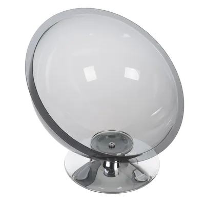 Transparent plastic bowl with silver metal stand, suitable for various uses.