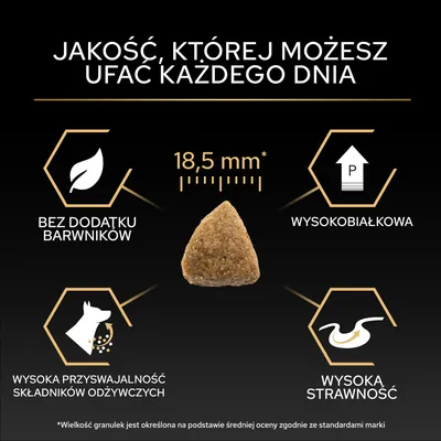 Wielkość krokietów 18,5 mm, bez dodatku barwników, wysoka zawartość białka, wysoka przyswajalność składników odżywczych i wysoka strawność. Jakość, której możesz zaufać każdego dnia. Wielkość krokietów 18,5 mm, bez dodatku barwników, wysoka zawartość białka, wysoka przyswajalność składników odżywczych i wysoka strawność. Jakość, której możesz zaufać każdego dnia.