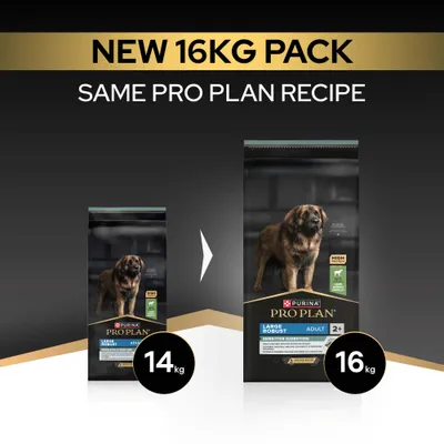 Purina Pro Plan Large Robust Adult Sensitive Digestion most új, 16 kg-os csomagolásban, korábban 14 kg. Változatlan recept. Purina Pro Plan Large Robust Adult Sensitive Digestion most új, 16 kg-os csomagolásban, korábban 14 kg. Változatlan recept.