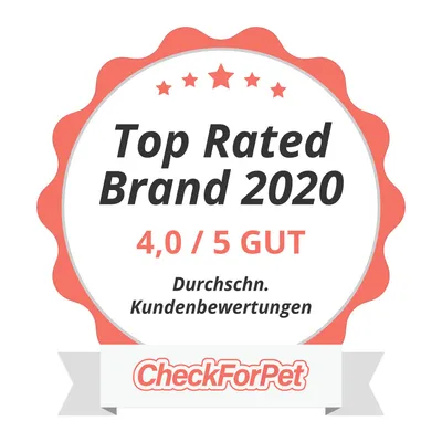 Top Rated Brand 2020, 4,0/5 ΚΑΛΟ, Μέση αξιολόγηση πελατών, CheckForPet.