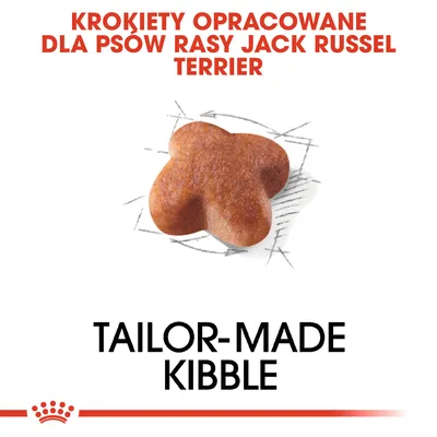 Krokiety opracowane dla psów rasy Jack Russel Terrier. Tailor-made kibble.