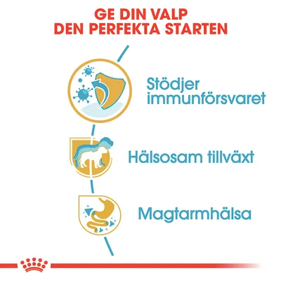 Ge din valp den perfekta starten. Stödjer immunförsvaret, hälsosam tillväxt, magtarmhälsa.