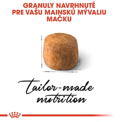 Granuly navrhnuté pre vašu mainskú mývaliu mačku. tailor-made nutrition