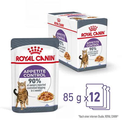 Royal Canin Appetite Control Katzenfutter, 85 g x 12. 90% der Besitzer berichten von kontrolliertem Betteln in 4 Wochen laut interner Studie.