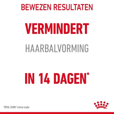 Bewezen resultaten: vermindert haarbalvorming in 14 dagen. *Royal Canin interne studie.