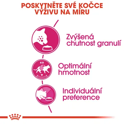 Poskytněte své kočce výživu na míru: Zvýšená chutnost granulí, optimální hmotnost, individuální preference.