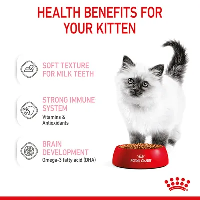 Health benefits for your kitten: soft texture for milk teeth, strong immune system with vitamins and antioxidants, brain development with omega-3 fatty acid (DHA).