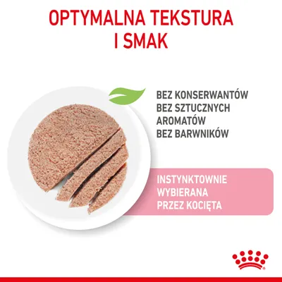 OPTYMALNA TEKSTURA I SMAK. Bez konserwantów, bez sztucznych aromatów, bez barwników. Instynktownie wybierana przez kocięta.