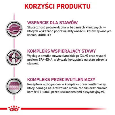 Korzyści produktu: wsparcie dla stawów, kompleks wspierający stawy z GLM i EPA+DHA, kompleks przeciwutleniaczy chroniący komórki przed uszkodzeniami oksydacyjnymi.